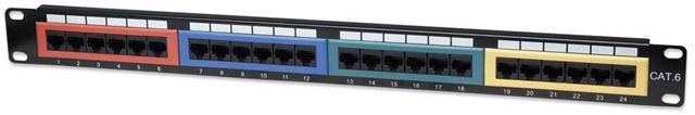 Intellinet Intellinet Cat6 Color-Coded Patch Panel, 24-Port, 19'', UTP, 1U 513692