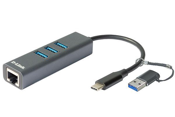 D-Link D-Link USB-C/USB to Gb Eth Adapter with 3 USB Ports DUB-2332