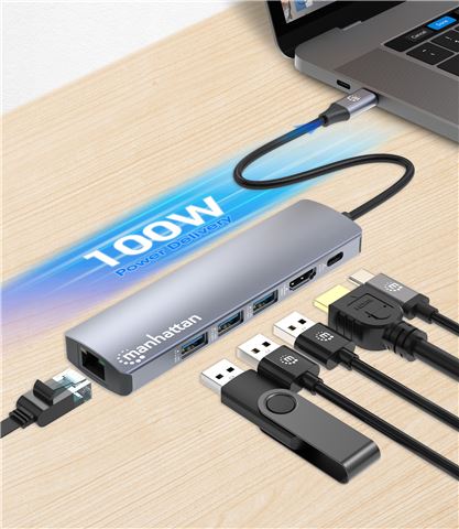 Manhattan Manhattan USB-C PD 6-in-1 4K Multiport Hub