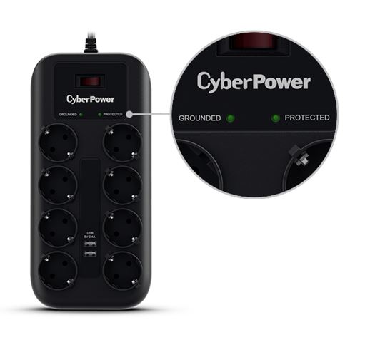 CyberPower CyberPower produžni kabl prenapon.zaštita P0820SUF0 8xšuko/2xUSBc/1,8m