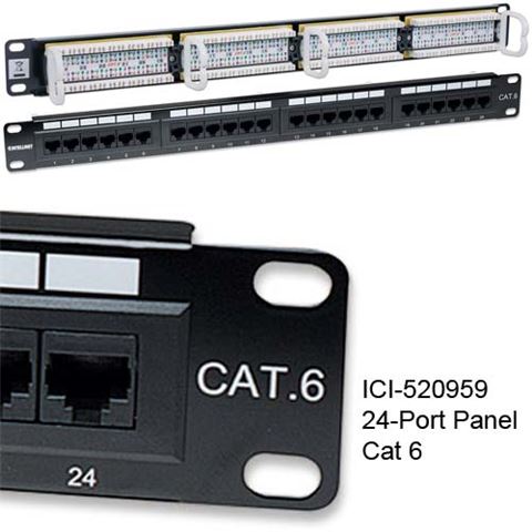 Intellinet Intellinet prespojni panel, Cat6, UTP, 24 porta, 19'', 1U, crni