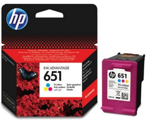 HP 651 Tri-color Original Ink Advantage Cartridge, C2P11AE