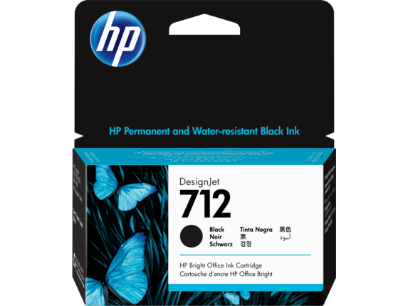 HP 712 38-ml Black DesignJet Ink Cartridge, 3ED70A