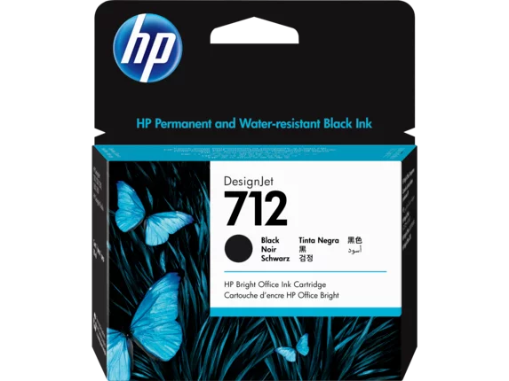 HP 712 80-ml Black DesignJet Ink Cartridge, 3ED71A