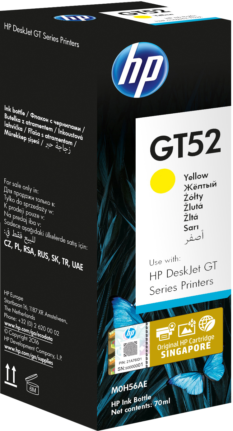 HP GT52 Yellow Original Ink Bottle, M0H56AE