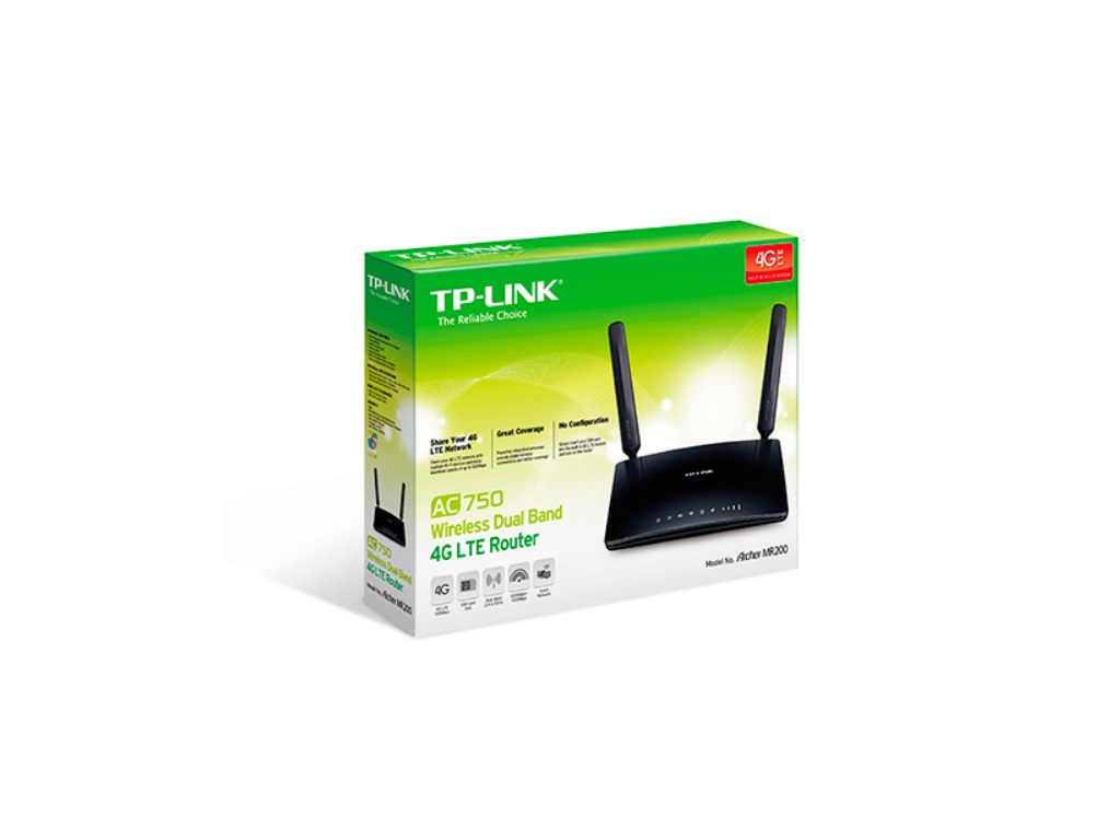 TP-Link Bežični ruter TP-LINK ARCHER MR200 Wi-Fi/AC750/433Mbps/300Mbps/4G LTE/SIM/1xWAN 3xLAN/2 antene