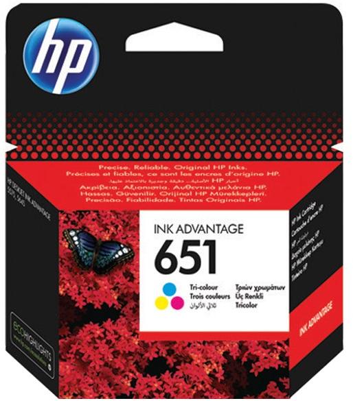 HP 651 Tri-color Original Ink Advantage Cartridge, C2P11AE