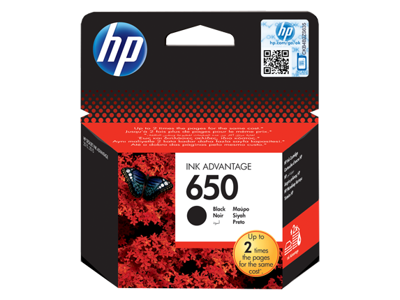 HP 650 Black Original Ink Advantage Cartridge, CZ101AE