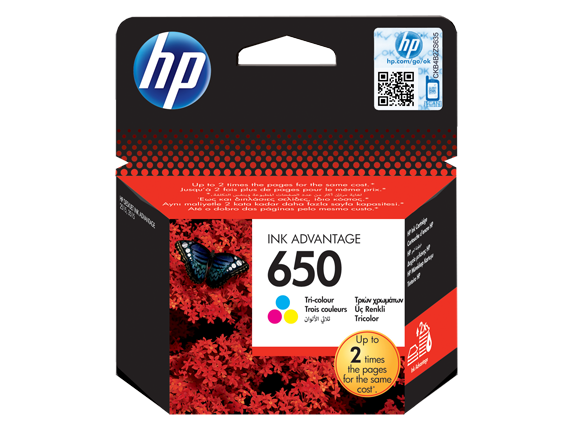 HP 650 Tri-color Original Ink Advantage Cartridge, CZ102AE