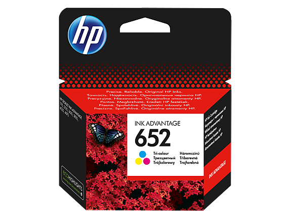 HP 652 Tri-Color Original Ink Cartridge, F6V24AE