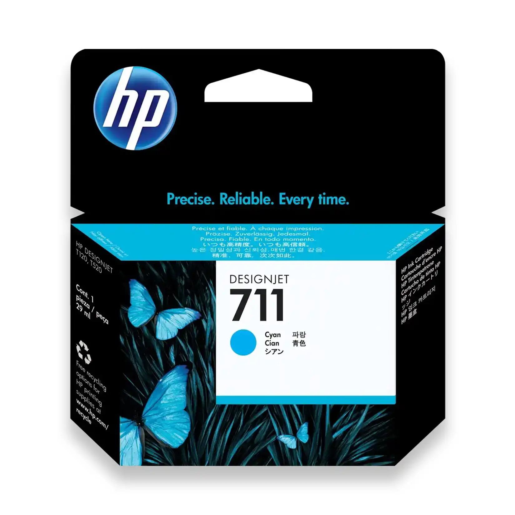 HP 711 29-ml Cyan DesignJet Ink Cartridge, CZ130A