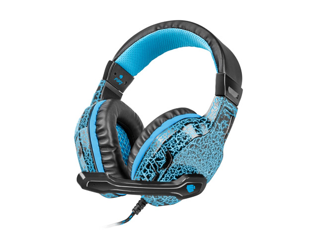 Natec FURY HELLCAT, Gaming Headset with Volume Control, 3.5mm Stereo, LED Backlit (USB), Black/Blue