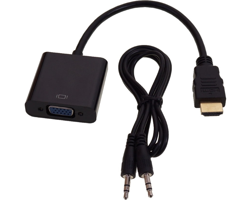 Adapter-konvertor HDMI (M) - VGA (F) + Audio kabl 3.5mm crni