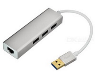 USB 3.0 - HUB 3port + RJ45 (ž) siva