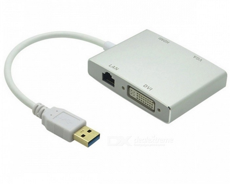 Adapter-konvertor USB 3.0 na HDMI+VGA+DVI+RJ45