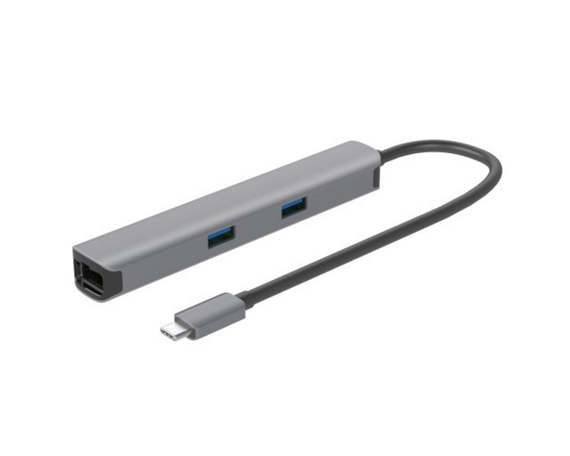 E-Green Adapter USB 3.1 tip C (M) - HDMI+ 2X USB 3.0 + 2X Tip C + RJ45 (F)