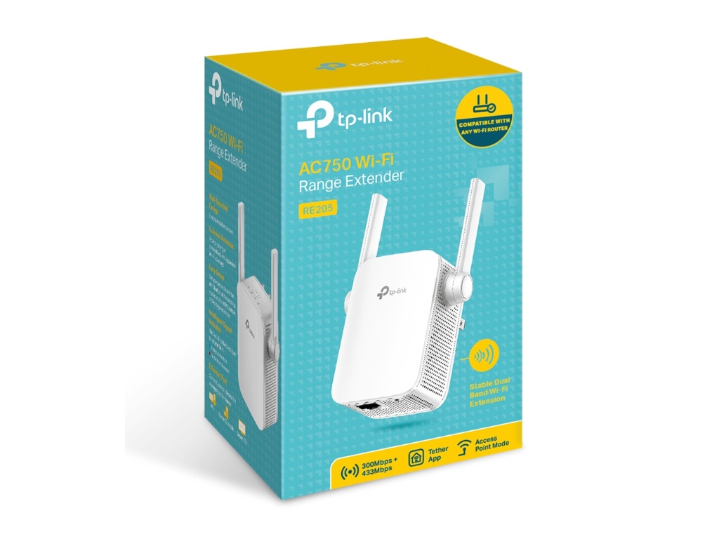 TP-Link Ekstender dometa TP-LINK RE205 Wi-Fi AC750 433Mbps/300Mpbs/2 eksterne antene