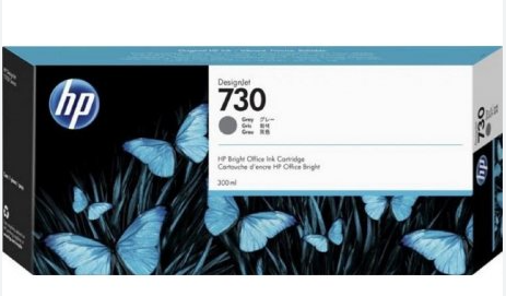 HP 730 300-ml Gray DesignJet Ink Cartridge, P2V72A