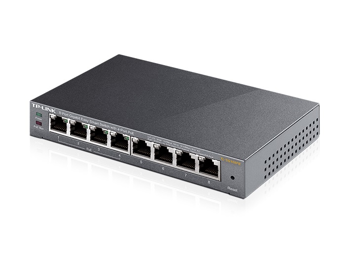 TP-Link Switch TP-LINK TL-SG108PE Gigabit/8xRJ45/10/100/1000Mbps/eSmart/4xPoE/Desktop metalno  kućište