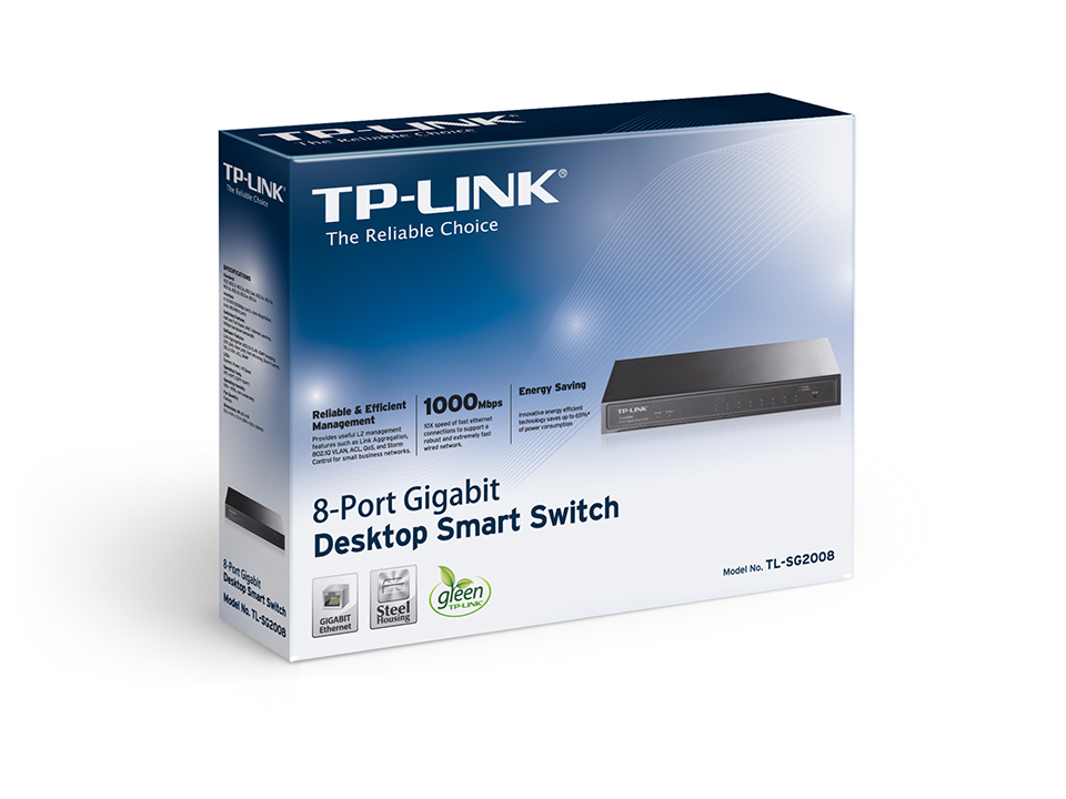 TP-Link Switch TP-LINK TL-SG2008 Gigabit/8x RJ45/10/100/1000Mbps/Smart/Desktop metalno kuciste