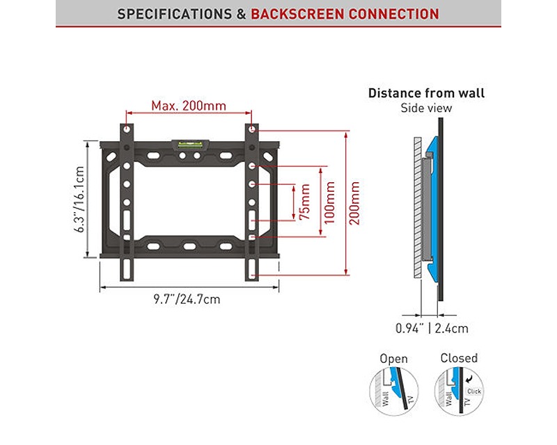 BARKAN E202+.B LCD TV zidni nosač do 39 inča