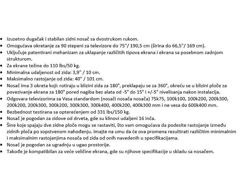 BARKAN BM464XL LCD TV zglobni zidni nosač od 13 do 83 inča