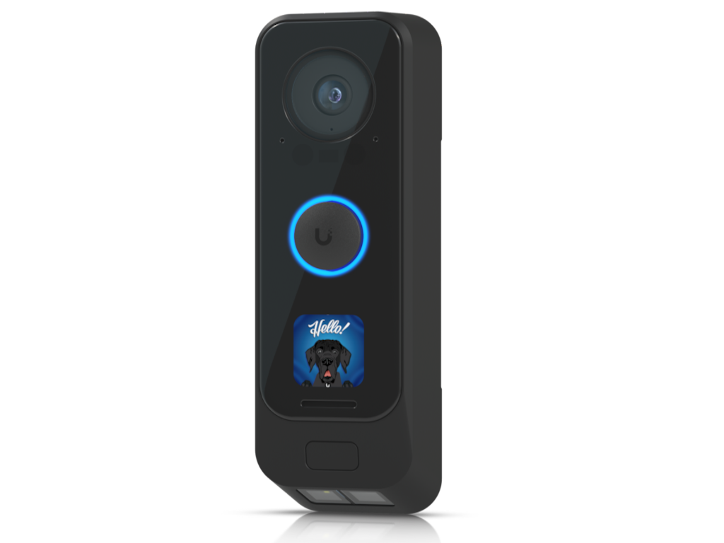 Ubiquiti Dual-camera 4K video doorbell with programmable display, fingerprint access and integrated porch lig