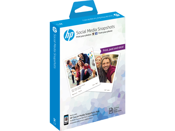 HP HP Social Media Snapshots Removable Sticky Photo Paper-25 sht/10 x 13 cm, W2G60A