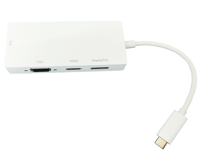 E-Green Adapter USB 3.1 tip C (M) - Display Port + HDMI + VGA + DVI (F) beli