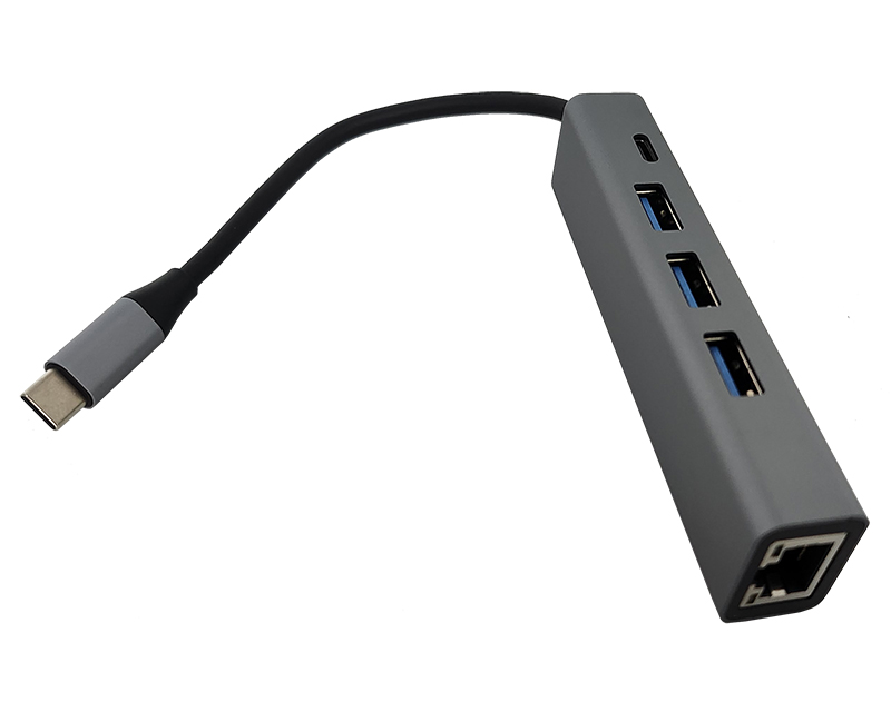 FAST ASIA Adapter-konvertor TIP C na 3xUSB 3.0+TIP C+RJ45