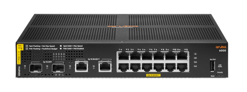 HPE Aruba Networking Switch ARUBA 6000 12G Class4 PoE 2G/2SFP 139W