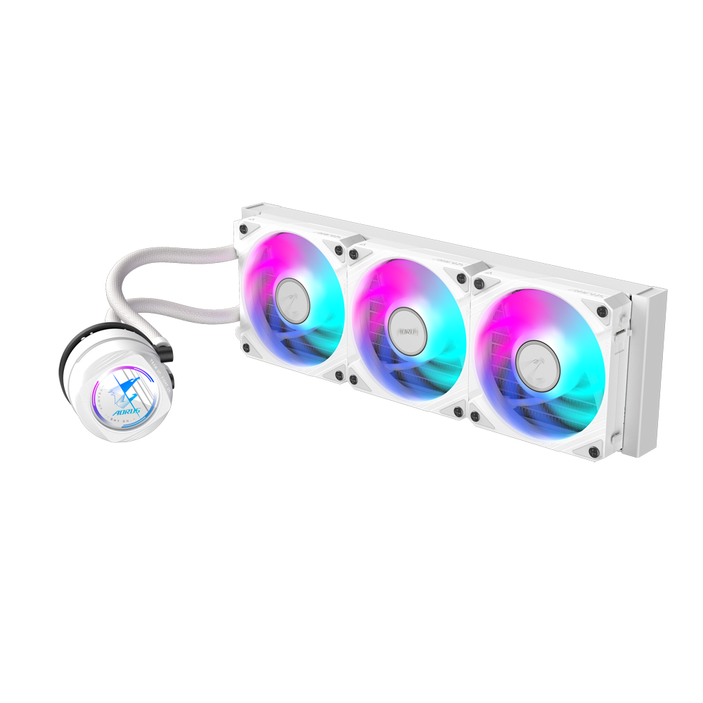 AORUS WATERFORCE II 360 ICE, Fan EZ-Chain: DIY-friendly fan design with slide-in interlocking mechanism and DAISY-CHAIN