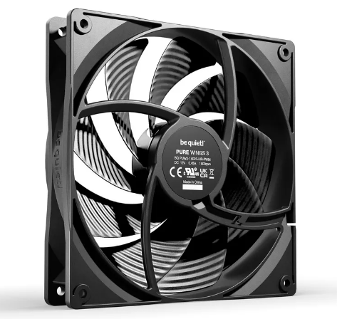 Pure Wings 3 140mm PWM High-speed, Fan speed up to 1800rpm, Noise level 30.4 dB, 4-pin connector PWM, Airflow (72.2 cfm / 122.6 m3/h)