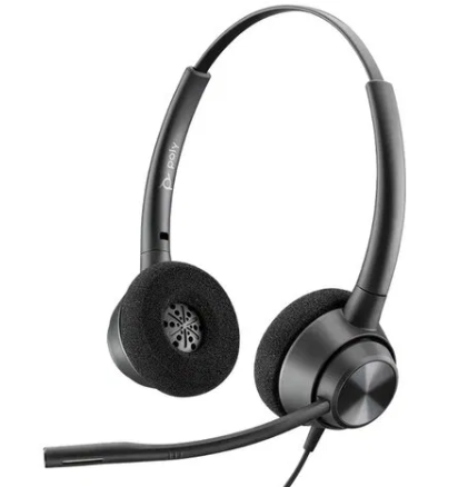 HP Poly HP Poly EncorePro 320 with Quick Disconnect Binaural Headset TAA, Black, 2yw