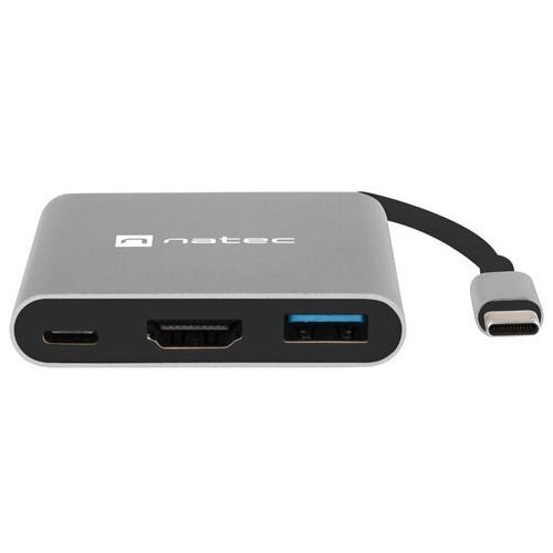 Natec FOWLER MINI, USB-C Multiport Adapter, USB-C to USB-C(PD2.0)/USB3.0/HDMI, M/F, Cable 11cm