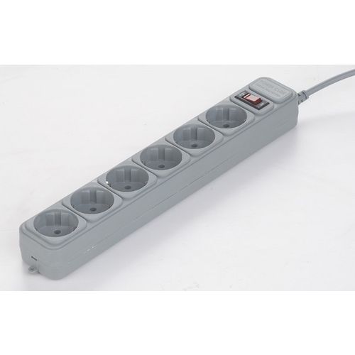 Gembird Surge Protection Power strip, 6 sockets, 3m, 16A Automatic Circuit Breaker, Power Switch, Grey