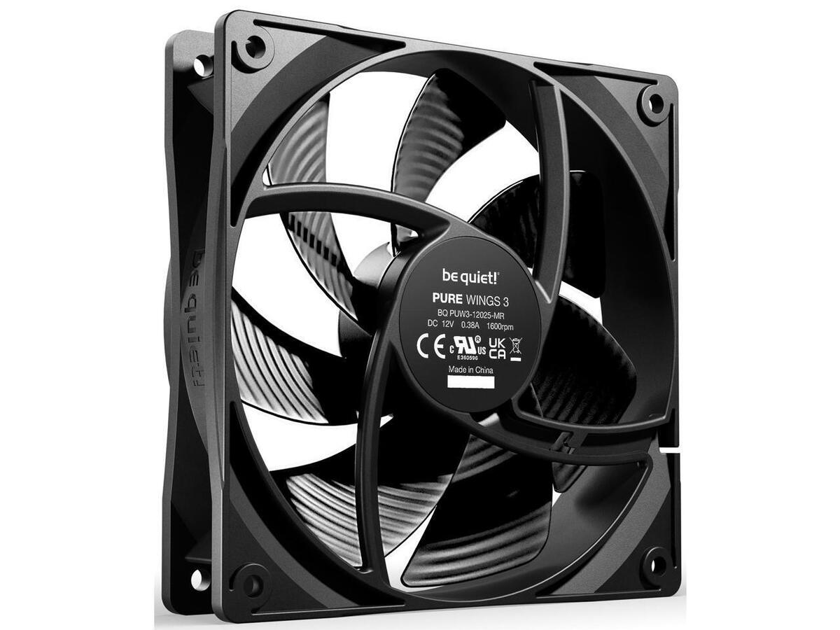 Pure Wings 3 120mm PWM, Fan speed up to 1600rpm, Noise level 25.5 dB, 4-pin connector PWM, Airflow (49.9 cfm / 84.8 m3/h)