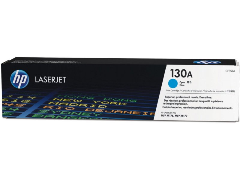 HP 130A Cyan Original LaserJet Toner Cartridge, CF351A