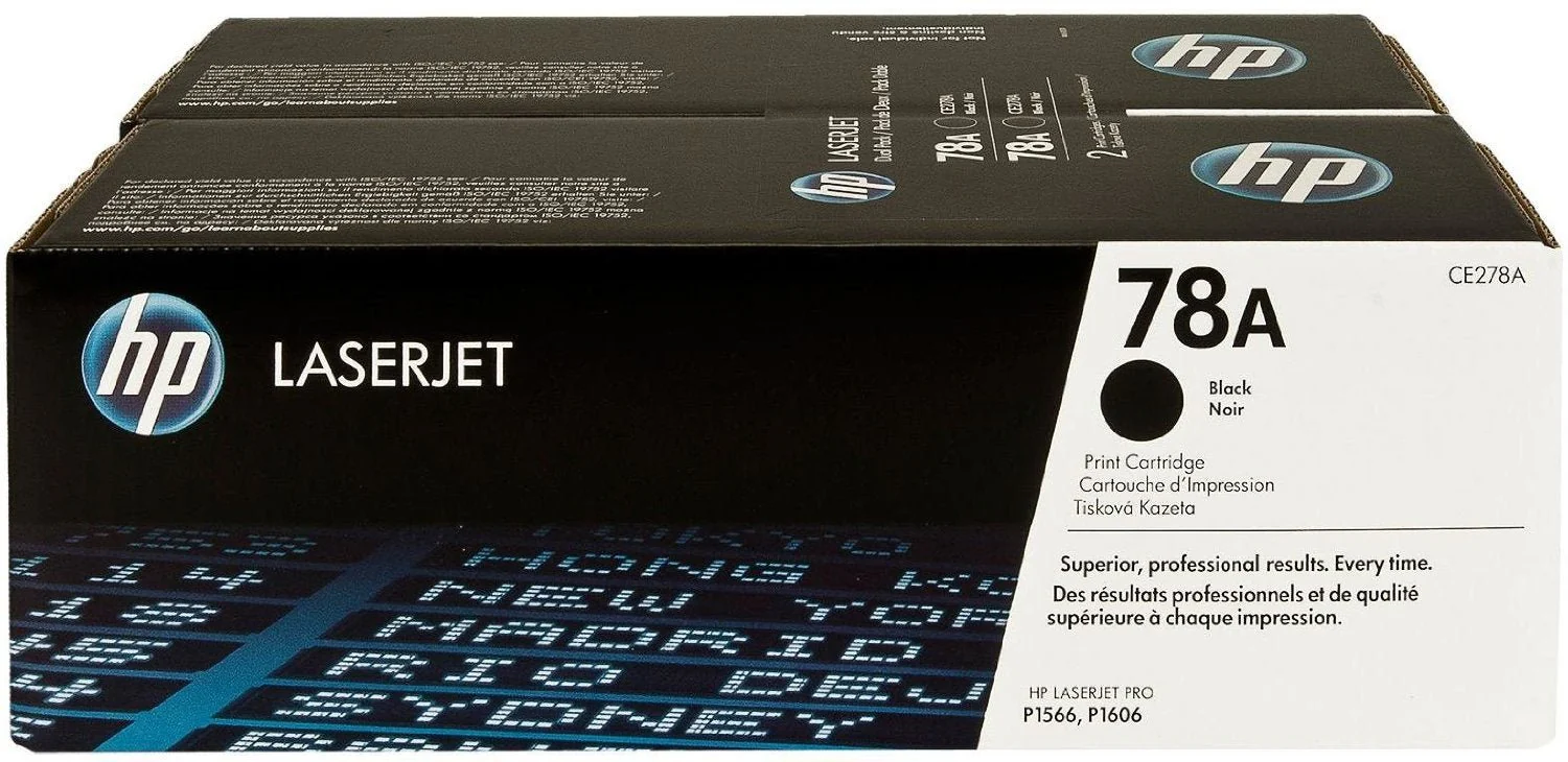 HP 78A 2-pack Black Original LaserJet Toner Cartridges, CE278AD