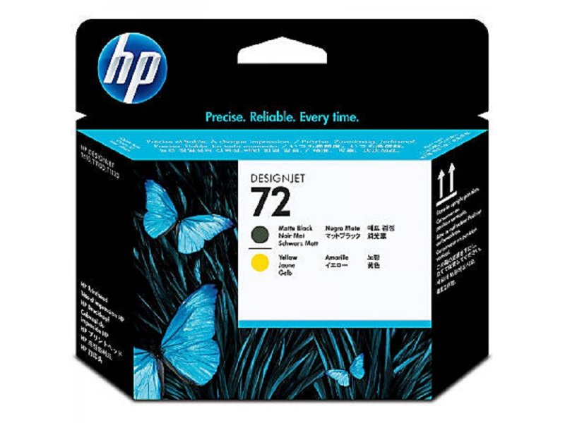 HP 72 Matte Black and Yellow DesignJet Printhead, C9384A