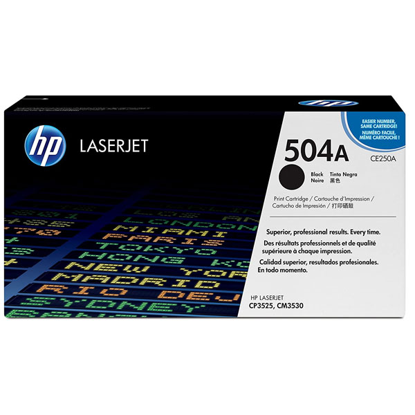 HP 504A Black Original LaserJet Toner Cartridge, CE250A