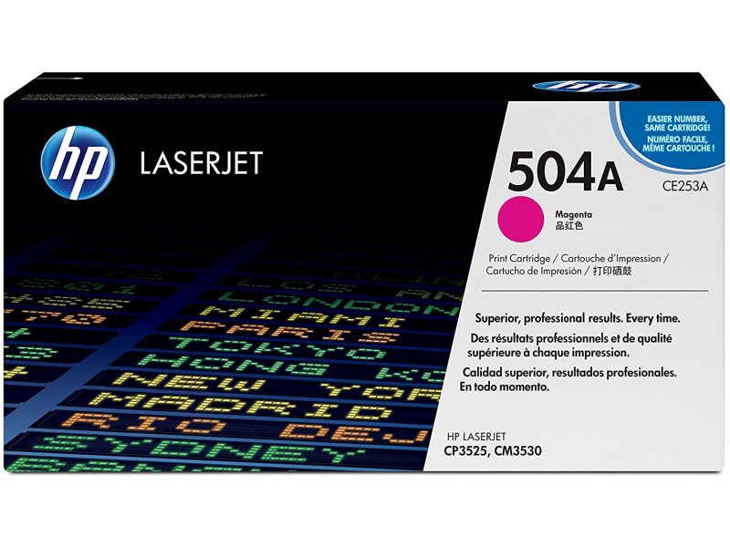 HP 504A Magenta Original LaserJet Toner Cartridge, CE253A