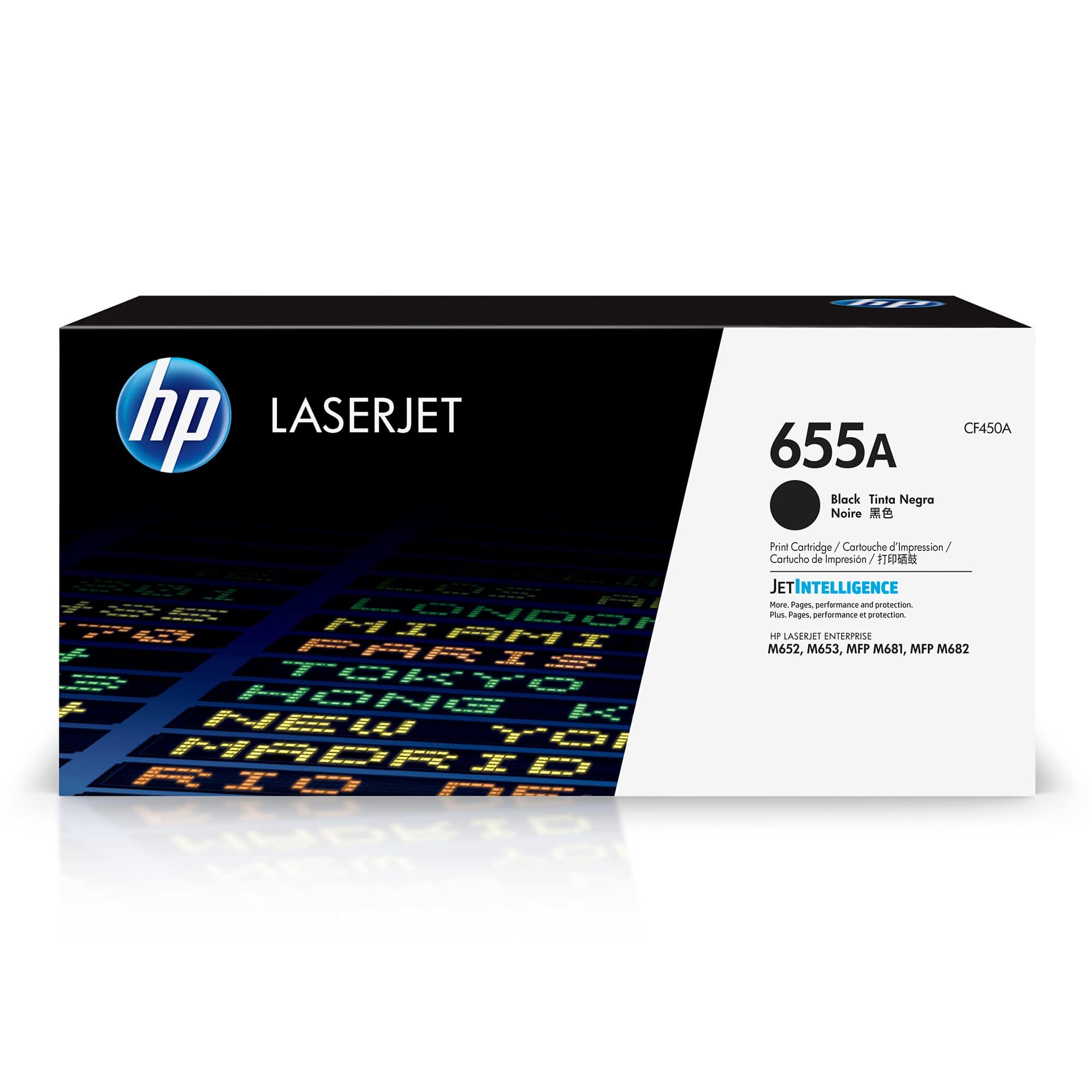 HP 655A Black Original LaserJet Toner Cartridge, CF450A