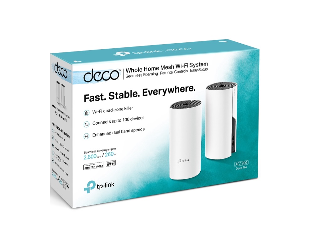 TP-LINK Mrežni mesh sistem DECO M4(2-PACK) Wi-Fi/AC1200/867Mbps/300Mbps/2xGLAN/2 antene, DECO M4(2-PACK)