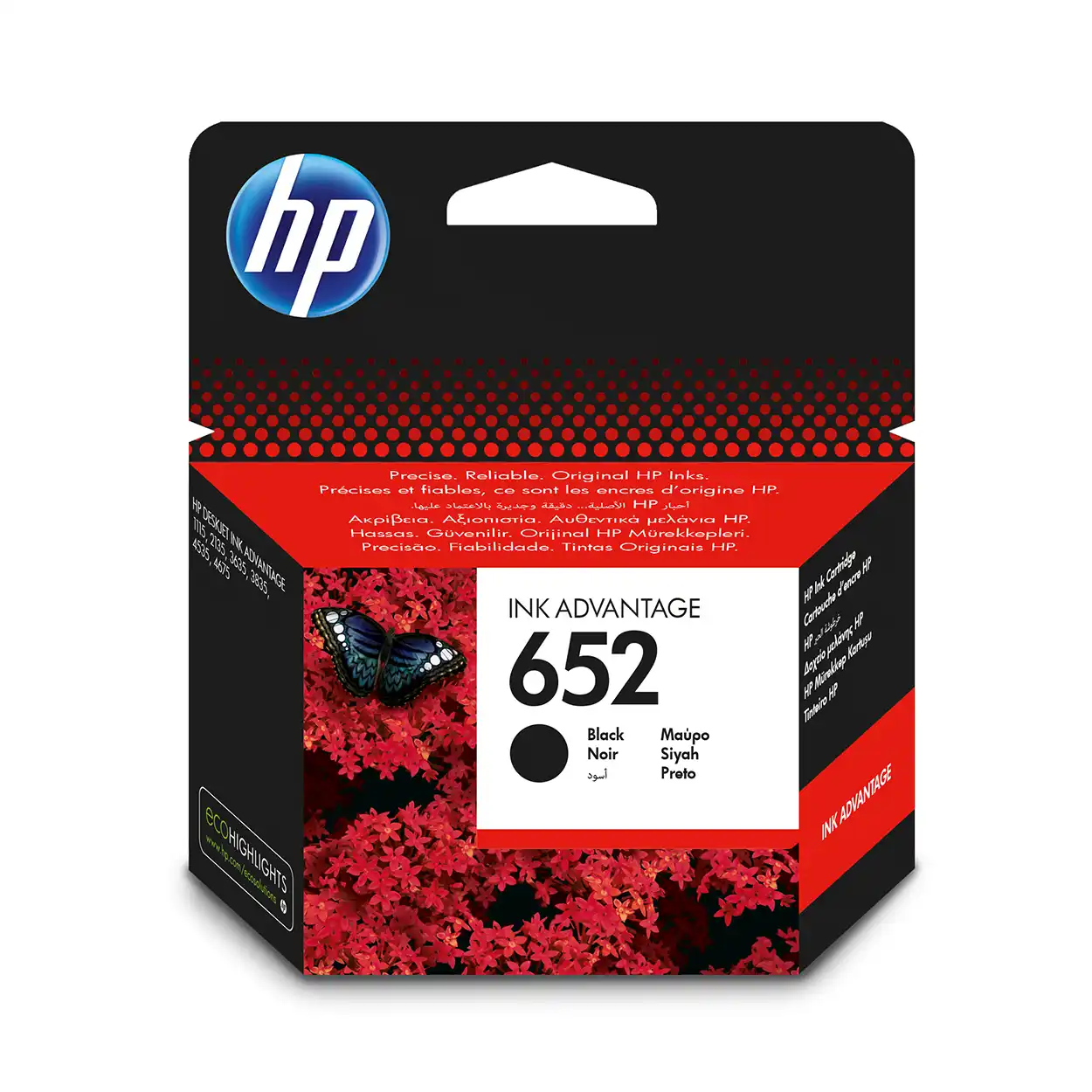 HP 652 Black Original Ink Cartridge, F6V25AE