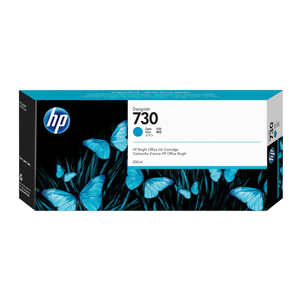 HP 730 300-ml Cyan DesignJet Ink Cartridge, P2V68A