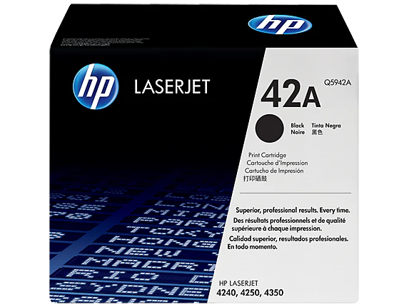 HP 42A Black Original LaserJet Toner Cartridge, Q5942A