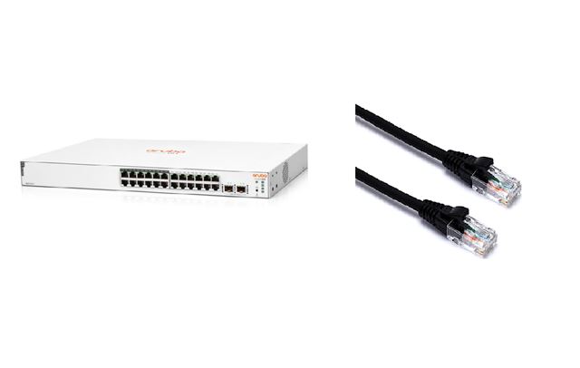 HP Aruba 1830 24G 2SFP PoE 195W Switch + patch kabl, Cat6 0.25m,JL813A + 0001372740