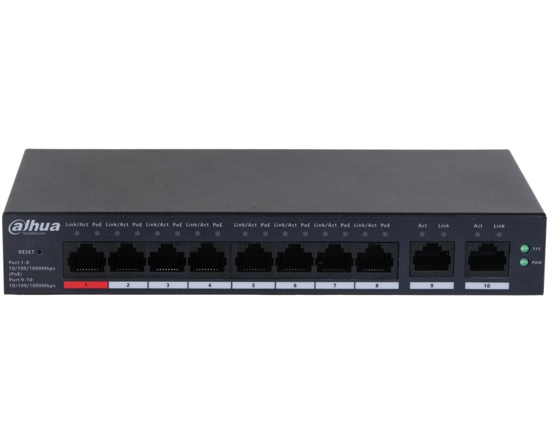 Dahua CS4010-8GT-110 10-Port Cloud Managed Desktop Gigabit Switch with 8-Port PoE,6923172571151