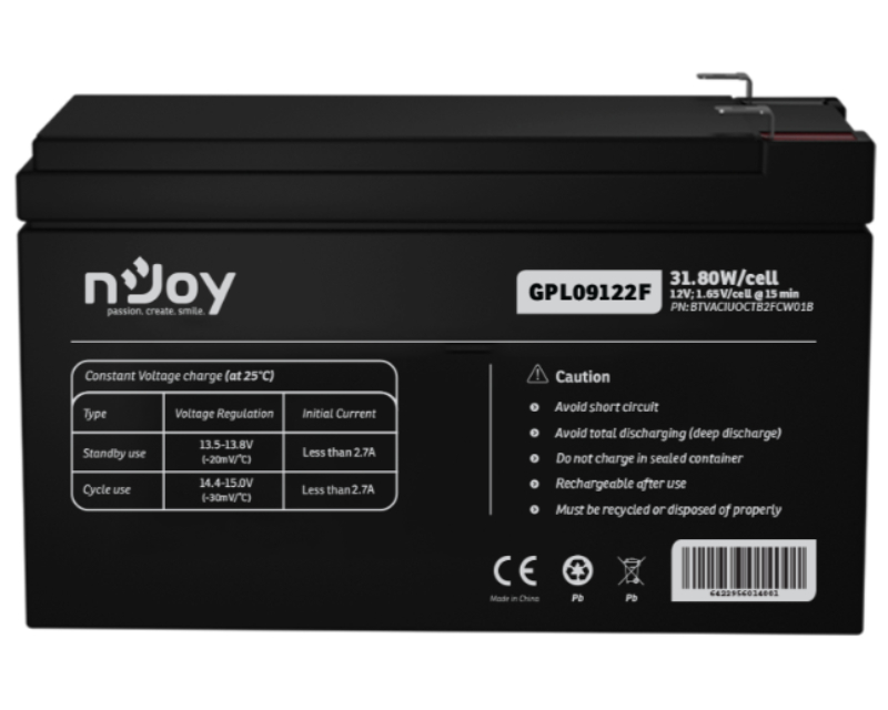 NJOY baterija za UPS 12V 9Ah,GPL09122F,(BTVACIUOCTB2FCW01B),6422956014001